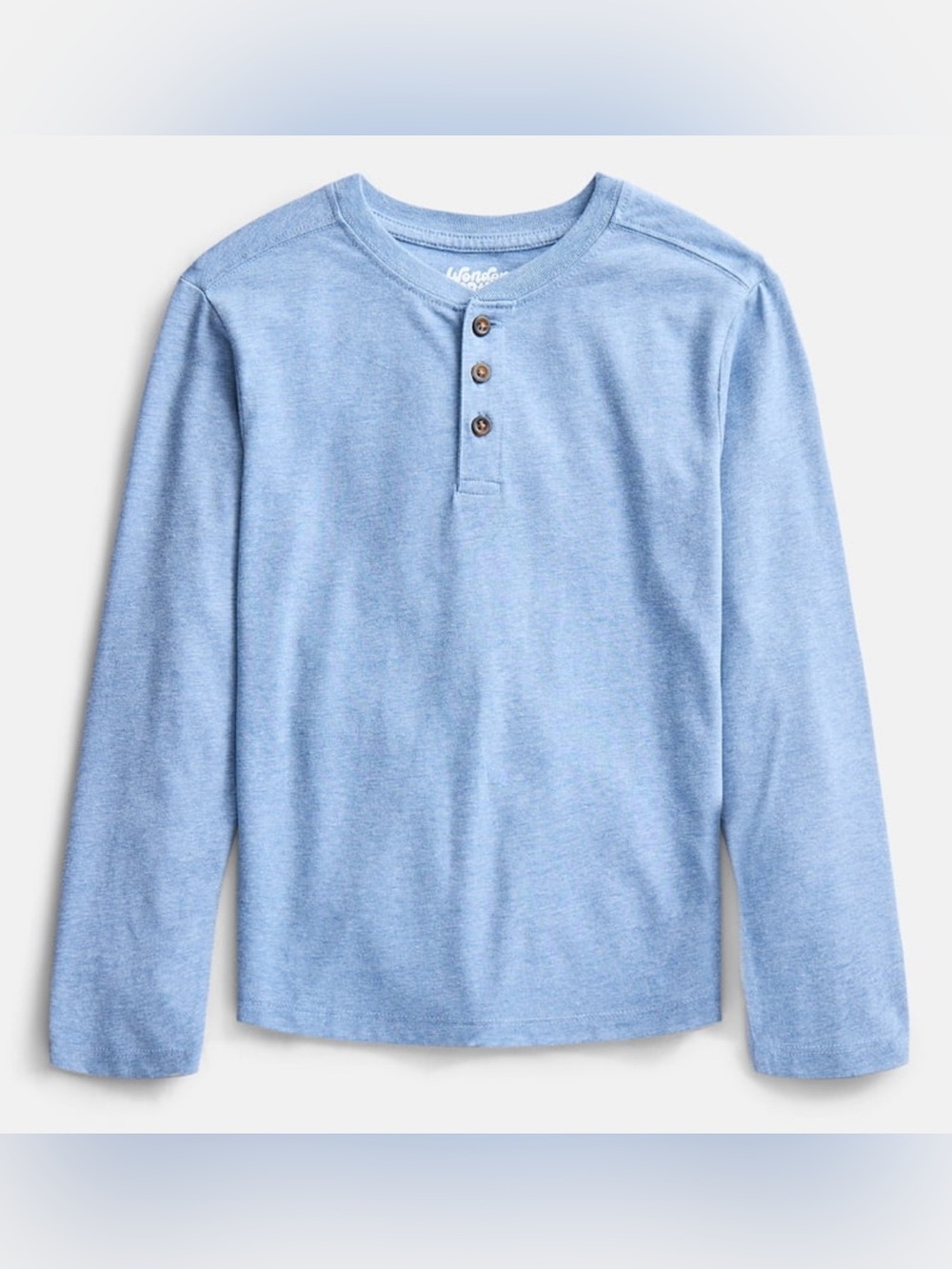 2 for $15! Two NEW Boys’ Size 4/5 Henley Long Sleeved Shirts, Light Blue / Gray